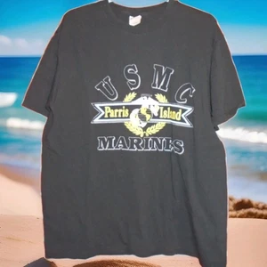 USMC PARRIS ISLAND VINTAGE 1990ER JAHRE HERREN T-SHIRT GRÖSSE LARGE VON SOFFE - Bild 1 von 2