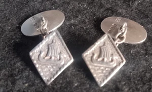 Gemelos de plata Shetland Silvercraft diseño vikingo sello 1968 Edimburgo - Imagen 1 de 11