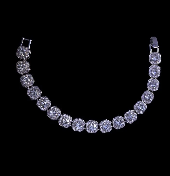 Unisex Lab created Baguette Bracelet  Stainless Steel & Crystal Encrusted 💎 - Image 1 of 4