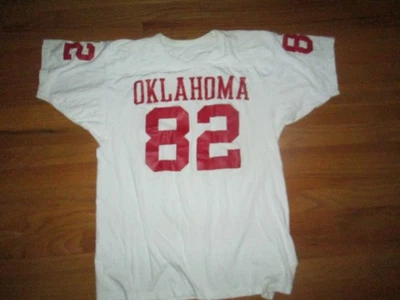 RUSSELL GOLD LABEL Tag Vtg 70s 80s Oklahoma Sooners Football Jersey T Shirt L US - Image 1 of 4