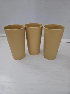Set of 3 Vintage Tupperware Harvest Gold 12 oz Tumblers #873 NO LIDS - Picture 1 of 7