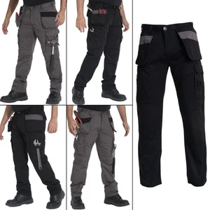 Mens Work Pants Cargo Combat Multi Pocket Heavy Duty Workwear Trousers - Picture 1 of 27