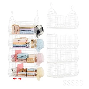 4 Tier Storage Organizer Hats Large Closet Hanging Dividers Extra 5 Hooks Clos - Picture 1 of 7