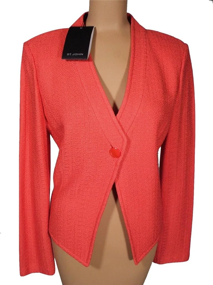 Nuevo con etiquetas. Chaqueta Blazer JOHN Knits Nantucket Rojo Cáñamo Tejido Talla 10 12 $1195 Foto 1 de 4