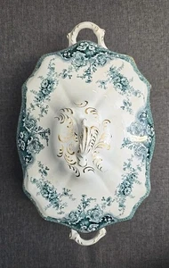 S W DEAN BURSLEM ROYAL HALBPORZELLAN DOPPELGRIFF BEDECKT SERVIERSCHALE TERRINE - Bild 1 von 6