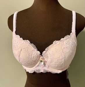 Victoria's Secret Body by Victoria Demi Bra Pink Lace Rhinestones Wired Padded - Picture 1 of 7