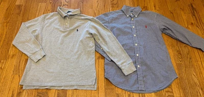 A Lot Of 2 Boy's Ralph Lauren Long Sleeve Shirts, Size M, 10-12 - Image 1 of 3