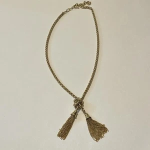Vintage Givenchy Chunky Goldtone Chain Knot Tassels Necklace Signed Runway - Picture 1 of 6