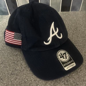 Men's '47 Navy Atlanta Braves Heritage Clean Up Adjustable Hat - Picture 1 of 2