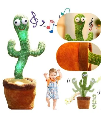 TRADE SHOP TRAESIO Cactus Ballerino Giocattolo Pupazzo Peluche Parlante Canta Balla Luci E Suoni