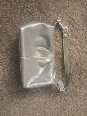 COACH Zoe Patent Leather Hobo Shoulder Bag Gray Gold Hardware Read Description - Image 1 of 3