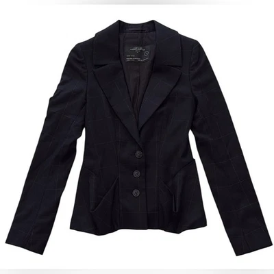 Chaqueta Blazer ALLSAINTS Lana Estructurada Negra Gris Cuadros Cuadros Reino Unido 6/Estados Unidos 2 Foto 1 de 4
