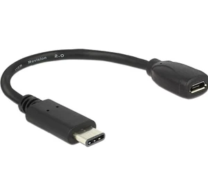 Adapterkabel USB Type-C  2.0 Stecker   USB 2.0 Typ Micro-B Buchse 15 cm - Bild 1 von 4
