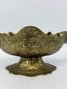Vintage Solid Brass Centerpiece Planter Eagle Head Handles Decorative Bowl - Picture 1 of 24