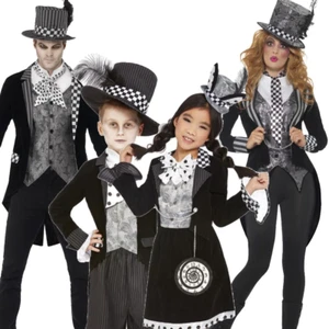 Costume Famiglia Cappellaio Matto Oscuro Halloween Alice nel Paese delle Meraviglie Vestito Fantasia - Foto 1 di 13