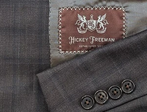 Hickey Freeman Blazer Sport  Jacket Suit Coat Brown Subtle Windowpane 40R (44") - Picture 1 of 13
