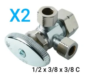 2er PACK MULTITURN DUALANGLE ABSPERRVENTIL 1/2" x 3/8" x 3/8" Comp 403332 - Bild 1 von 4