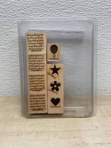 2004 Stampin Up Mini Messages Set Of 8 Wood Mounted Rubber Stamps - Picture 1 of 6
