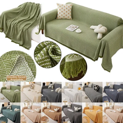 Extra Large Cotton Fringed Throws for Sofa Settee Bedspread Bed Covers Blankets - image 1 of 4