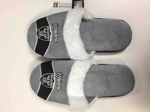 Oakland Raiders Womens Stripe Logo Slippers Cover