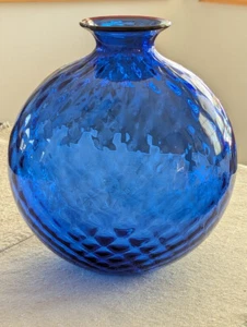 Venini Monofiore Balloton mundgeblasene Vase Saphir signiert, 2002 - Bild 1 von 8