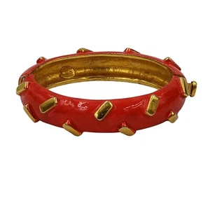 Bracciale Robert Originals Smalto Cerniera Tono Oro Rosa Rosso Firmato Vintage - Foto 1 di 12