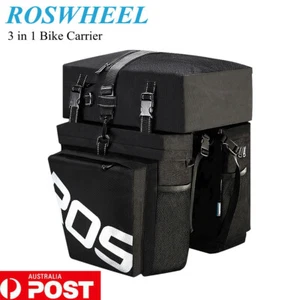 37L ROSWHEEL 3 In 1 Bike Saddle Bag Carrier Rack Bicycle Pannier Rear Seat Box - Picture 1 of 15