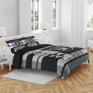 Las Vegas Raiders NFL Heathered 3pc Full/Queen Comforter Set-F49451278 - Picture 1 of 4
