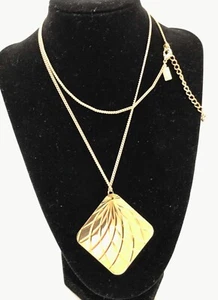 70s Style Long Gold Tone Diamond Shaped Pendant Necklace by Oasis. 17”-20” L - Picture 1 of 6