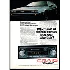 1978 Craig R3 Car Stereo Delorean Car Vintage Print Ad Back to the Future Photo