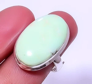 Lemon Chrysophrase - Tanzania 925 Sterling Silver Ring Adjustable (R71) A37 - Picture 1 of 1