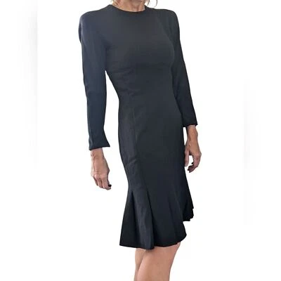 Vestido midi vintage Calvin Klein negro manga larga forrado en seda minimalista años 90 talla 8 Foto 1 de 4