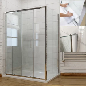 Sliding Shower Door Walk In Enclosure and Tray 6mm/8mm Glass Screen Cubicle - Picture 1 of 13