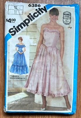 VTG 80s Simplicity 6386 Gunne Sax Party Prom Dress Off Shoulder Sz 12 UNCUT FF - Image 1 of 4