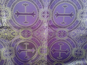 Lila/Gold Metallic Liturgischer Stoff - 2,4 Yds x 58" - Lot 16 - Bild 1 von 3