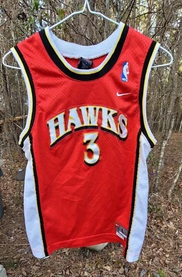 Youth Large Atlanta Hawks #3 Abdur-Rahim 90’s NBA Embroidered Jersey Red Nike - Image 1 of 4