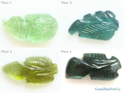 Carved Leaf Tourmaline Gemstone, Tourmaline Leaf Carved Stone, Multi Color  - Image 1 of 4
