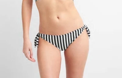 Biquíni feminino Gap listrado preto e branco amarrar lateral parte inferior natação tamanho. S pequeno novo com etiquetas - Imagem 1 de 4