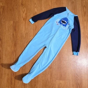 Boys Shark One Piece Pijama With Non Skid Sole Socks Blue Size 5 Years New - Picture 1 of 5