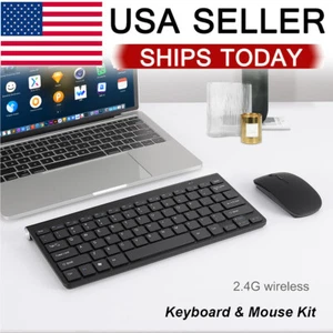 Wireless Keyboard And Mouse Combo Set 2.4G For PC Laptop Computer Full Size Slim - Picture 1 of 12
