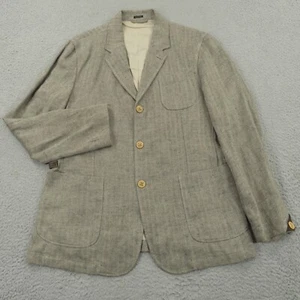 Massimo Dutti Jacket Mens 44R Linen Herringbone Unstructured Safari Patch Pocket - Picture 1 of 21