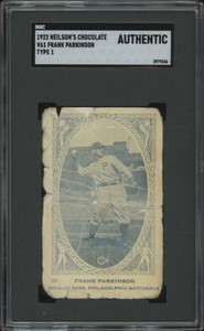 1922 NEILSON'S CHOCOLATE FRANK PARKINSON 63 POOR V61 TYPE 1 SGC A PHILLIES