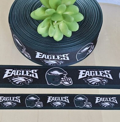 5/8, 7/8 & 1.5" (1YD) Philadelphia Eagles Football Grosgrain Ribbon - Image 1 of 2