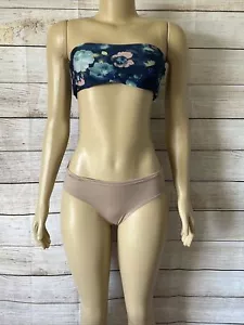 Lolli Swim Blue Floral Bandeau Tube Bikini Top Size S - Picture 1 of 7