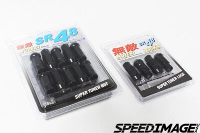 MUTEKI SR48 BLACK 48MM 12X1.5 OPEN ENDED 20 PCS LUG NUTS WITH LOCKS SET ACORN Foto 1 de 3