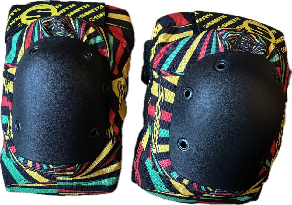 Smith Scabs Elite S/M Knee Pads blk/rasta skateboard protektoren halfpipe vert - Bild 1 von 1