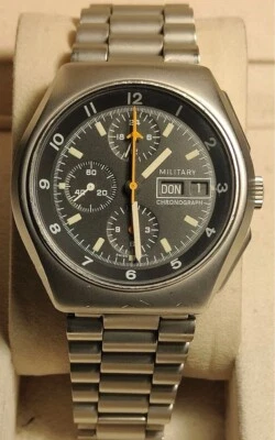 Tutima Militar Cronógrafo Automático Lemania 5100 en Pulsera Acero Negro 42mm Foto 1 de 4