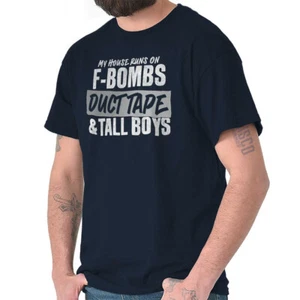 House Runs on F-Bombs Duct Tape Tall Boys Mens Casual Crewneck T Shirts Tees - Picture 1 of 3