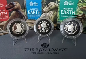 2020 Royal Mint Megalosaurus Iguanodon Hylaeosaurus 50p Dinosauria Proof Coins - Bild 1 von 5