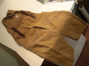 SCHÖNE Carhartt schwere hellbraune Ente Baumwolle gesteppt gefüttert Arbeit Latzhose 6FBQZ 42x30 - Bild 1 von 24
